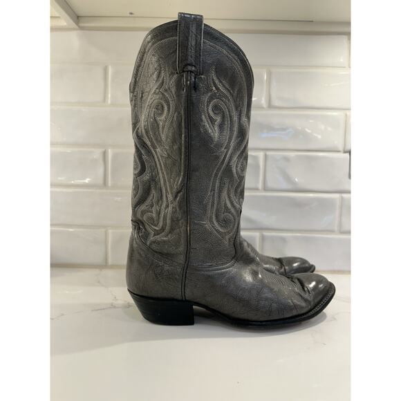 Vtg‎ Tony Lama 8954 Kangaroo Gray Cowboy Boots Pointed Toe Men\'s Size 9.5 EE main image 12